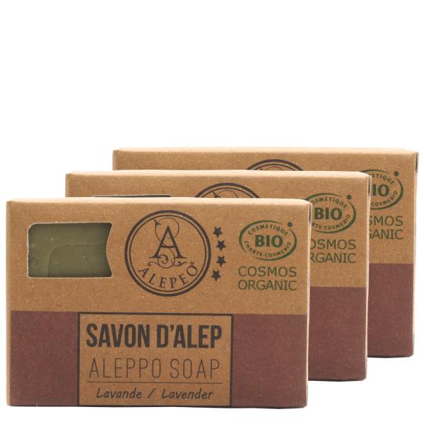 ALEPEO Aleppo Olivenölseife mit Lavendelduft 100 g 3er Pack