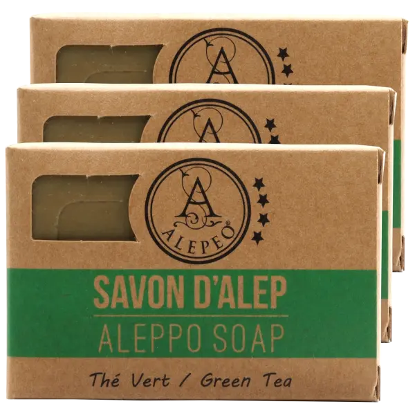 ALEPEO Aleppo Olivenölseife mit Grüner Tee-Duft 100 g 3er Pack | Naturhaus GmbH