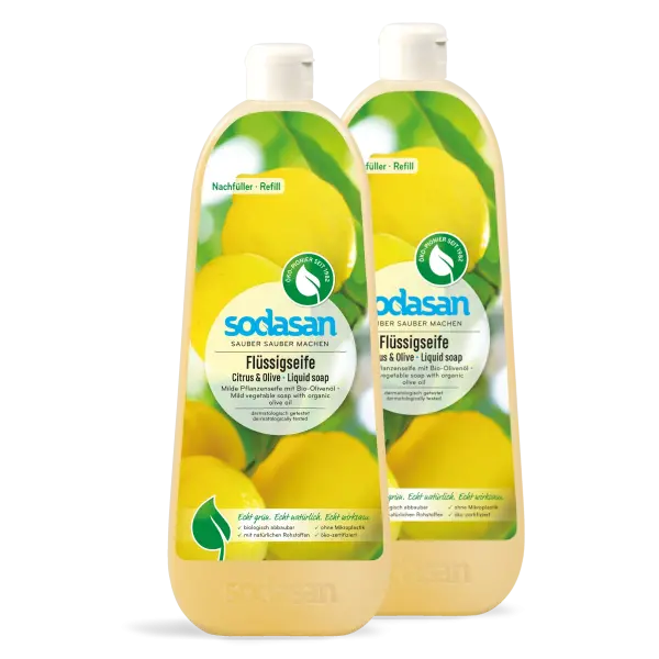 SODASAN Flüssigseife Citrus u. Olive 2x1 Liter | Naturhaus GmbH
