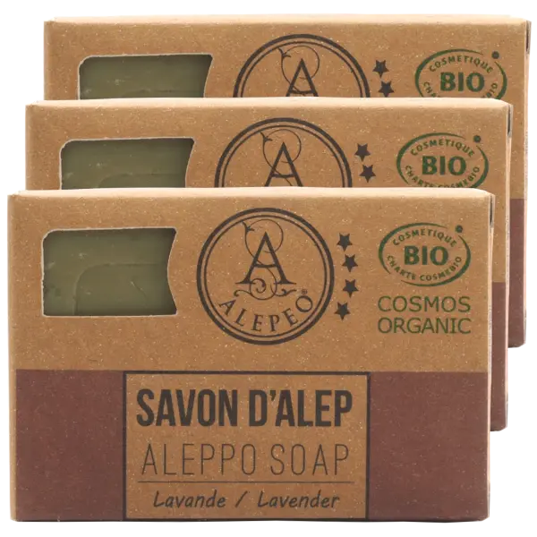 ALEPEO Aleppo Olivenölseife mit Lavendelduft 3 x 100 g | Naturhaus GmbH