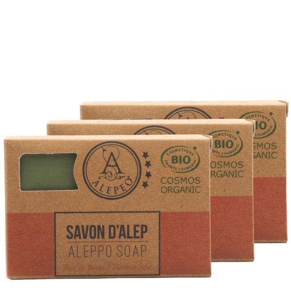 ALEPEO Aleppo Olivenölseife mit Rosenblütenduft 100 g 3er Pack