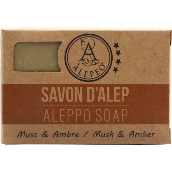 ALEPEO Aleppo Olivenölseife mit Moschus-Amber-Duft 100 g